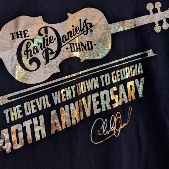 Long Sleeve Tee Gold Foil Design The Devil Went Down To Georgia - Picture 5 of 5